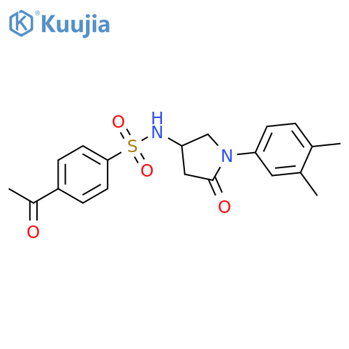 4-acetyl-N-1-(3,4-dimethylphenyl)-5-oxopyrrolidin-3-ylbenzene-1-sulfonamide structure