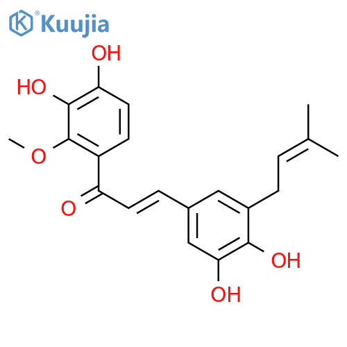 3,3',4,4'-tetrahydroxy-2'-methoxy-5-prenylchalcone structure