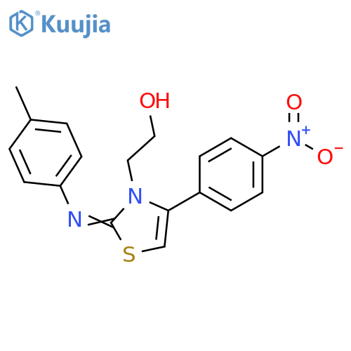 2-(2Z)-2-(4-methylphenyl)imino-4-(4-nitrophenyl)-2,3-dihydro-1,3-thiazol-3-ylethan-1-ol structure