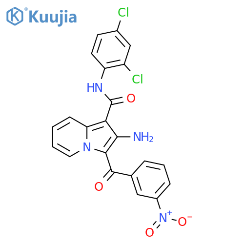 2-amino-N-(2,4-dichlorophenyl)-3-(3-nitrobenzoyl)indolizine-1-carboxamide structure