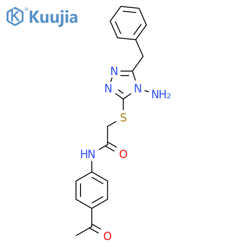 N-(4-acetylphenyl)-2-(4-amino-5-benzyl-4H-1,2,4-triazol-3-yl)sulfanylacetamide structure