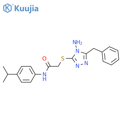 2-(4-amino-5-benzyl-4H-1,2,4-triazol-3-yl)sulfanyl-N-4-(propan-2-yl)phenylacetamide structure