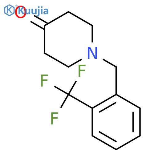 1-{2-(Trifluoromethyl)phenyl-methyl}piperidin-4-one structure