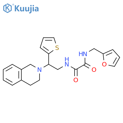 N-(furan-2-yl)methyl-N'-2-(1,2,3,4-tetrahydroisoquinolin-2-yl)-2-(thiophen-2-yl)ethylethanediamide structure