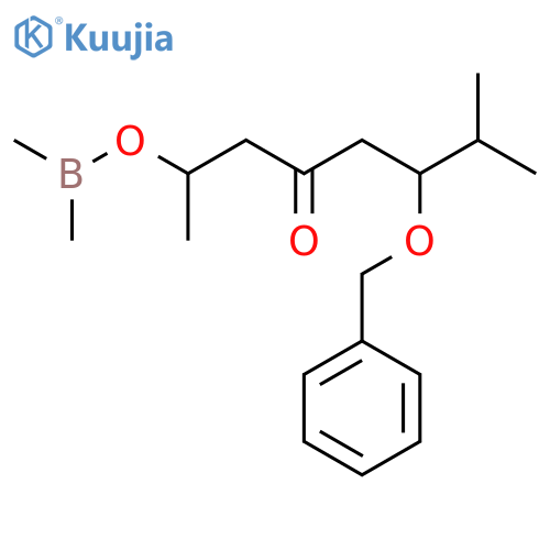Borinic acid, B,B-dimethyl-, (1R,5S)-1,6-dimethyl-3-oxo-5-(phenylmethoxy)heptyl ester, rel- structure