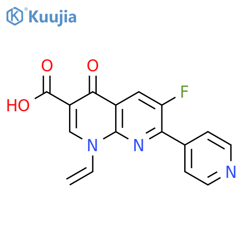 6-Fluoro-4-oxo-7-(pyridin-4-yl)-1-vinyl-1,4-dihydro-1,8-naphthyridine-3-carboxylic acid structure