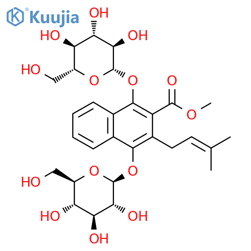 Methyl 1,4-bis(β-D-glucopyranosyloxy)-3-(3-methyl-2-buten-1-yl)-2-naphthoate structure