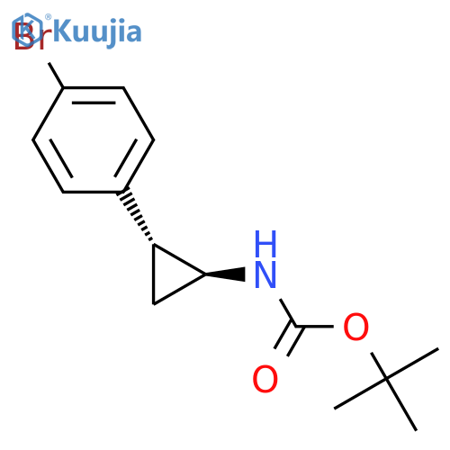 rac-tert-butyl N-(1R,2S)-2-(4-bromophenyl)cyclopropylcarbamate structure