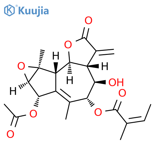 (Z)-2-Methyl-2-butenoic acid (3aR)-7α-(acetyloxy)-2,3,3aβ,4,5,7,7aα,8a,8bβ,8cα-decahydro-4β-hydroxy-6,8aα-dimethyl-3-methylene-2-oxooxireno[2,3]azuleno[4,5-b]furan-5α-yl ester structure