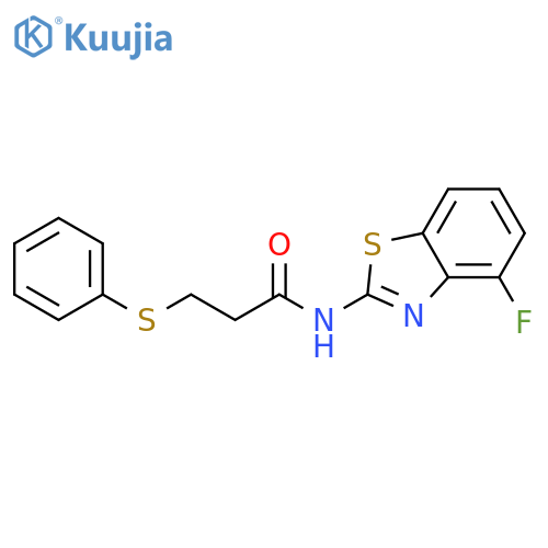 N-(4-fluoro-1,3-benzothiazol-2-yl)-3-(phenylsulfanyl)propanamide structure