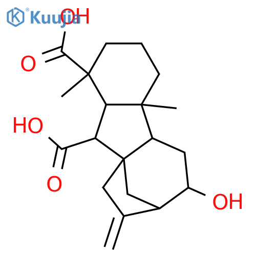 Gibbane-1,10-dicarboxylic acid, 6-hydroxy-1,4a-dimethyl-8-methylene-, (1α,4aα,4bβ,6β,10β)- (9CI) structure
