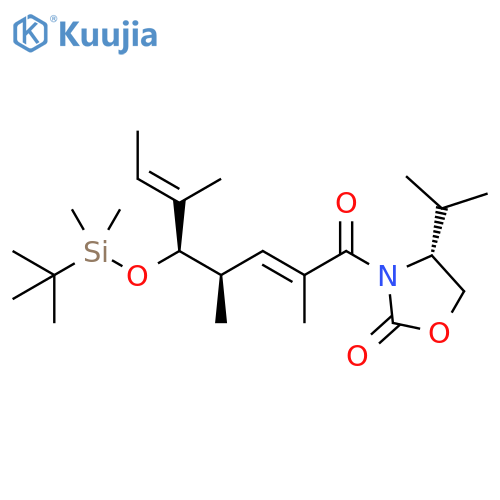 (4R)-3-[(2E,4R,5R,6E)-5-[[(1,1-Dimethylethyl)dimethylsilyl]oxy]-2,4,6-trimethyl-1-oxo-2,6-octadien-1-yl]-4-(1-methylethyl)-2-oxazolidinone structure
