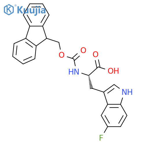 (2S)-2-(9H-fluoren-9-ylmethoxycarbonylamino)-3-(5-fluoro-1H-indol-3-yl)propanoic acid structure