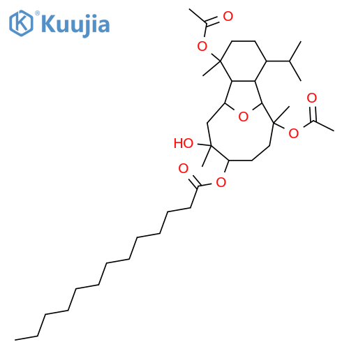 6,13-Epoxy-4,8,9,12-eunicellanetetrol; (4β,6α,8α,9β,12β,13α)-form, 9-Tridecanoyl, 4,12-di-Ac structure