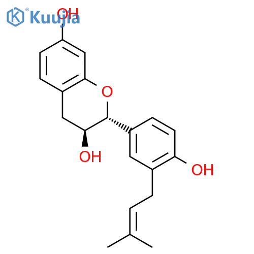 2H-1-Benzopyran-3,7-diol,3,4-dihydro-2-[4-hydroxy-3-(3-methyl-2-buten-1-yl)phenyl]-, (2R,3S)- structure