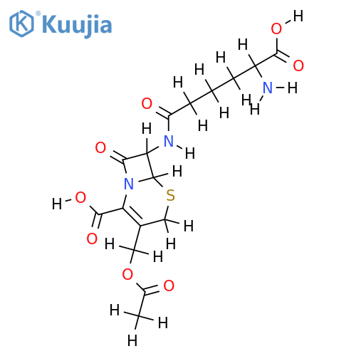 (6R)-3-acetoxymethyl-7t-((R)-5-amino-5-carboxy-pentanoylamino)-8-oxo-(6rH)-5-thia-1-aza-bicyclo[4.2.0]oct-2-ene-2-carboxylic acid structure