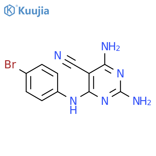 2,4-diamino-6-(4-bromophenyl)aminopyrimidine-5-carbonitrile structure