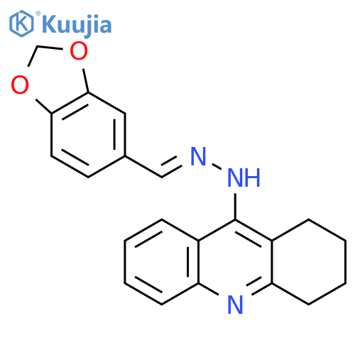 N-(1,3-benzodioxol-5-ylmethylideneamino)-1,2,3,4-tetrahydroacridin-9-amine structure