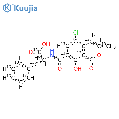 (2S)-2-[[(3R)-5-Chloro-8-hydroxy-3-(113C)methyl-1-oxo-3,4-dihydroisochromene-7-carbonyl]amino]-3-((1,2,3,4,5,6-13C6)cyclohexatrienyl)(1,2,3-13C3)propanoic acid structure