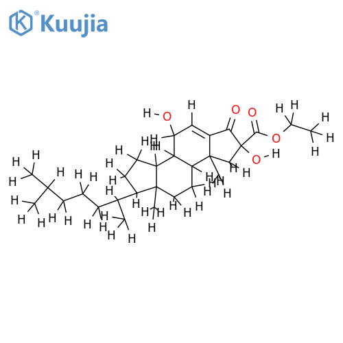 2-ethoxycarbonyl-2beta,6beta-dihydroxy-A-nor-cholesta-5-en-4-one structure