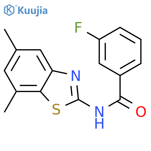 N-(5,7-dimethyl-1,3-benzothiazol-2-yl)-3-fluorobenzamide structure