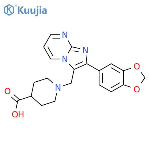 1-(2-BENZO[1,3]DIOXOL-5-YL-IMIDAZO[1,2-A]PYRIMIDIN-3-YLMETHYL)-PIPERIDINE-4-CARBOXYLIC ACID structure