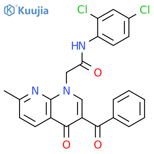 2-(3-benzoyl-7-methyl-4-oxo-1,4-dihydro-1,8-naphthyridin-1-yl)-N-(2,4-dichlorophenyl)acetamide structure
