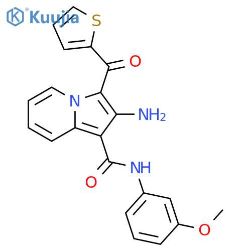2-amino-N-(3-methoxyphenyl)-3-(thiophene-2-carbonyl)indolizine-1-carboxamide structure