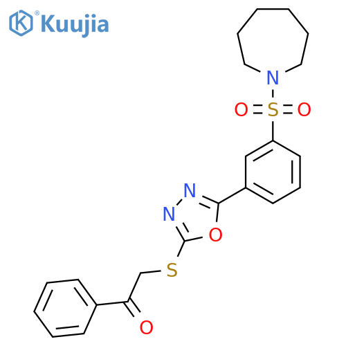 2-({5-3-(azepane-1-sulfonyl)phenyl-1,3,4-oxadiazol-2-yl}sulfanyl)-1-phenylethan-1-one structure