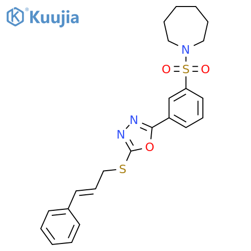1-3-(5-{(2E)-3-phenylprop-2-en-1-ylsulfanyl}-1,3,4-oxadiazol-2-yl)benzenesulfonylazepane structure
