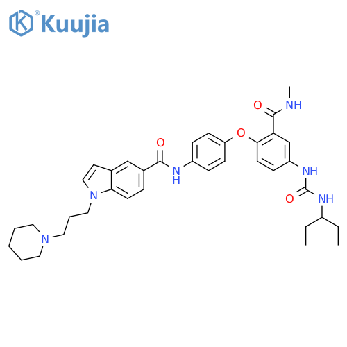 1H-Indole-5-carboxamide,N-[4-[4-[[[(1-ethylpropyl)amino]carbonyl]amino]-2-[(methylamino)carbonyl]phenoxy]phenyl]-1-[3-(1-piperidinyl)propyl]- structure