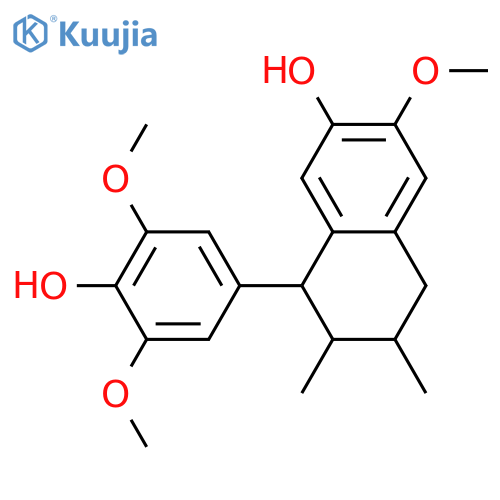 rel-(+)-(7'S,8S,8'S)-4,4'-dihydroxy-3',5,5'-trimethoxy-2,7'-cyclolignan structure