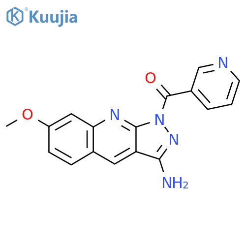 7-methoxy-1-(pyridine-3-carbonyl)-1H-pyrazolo3,4-bquinolin-3-amine structure