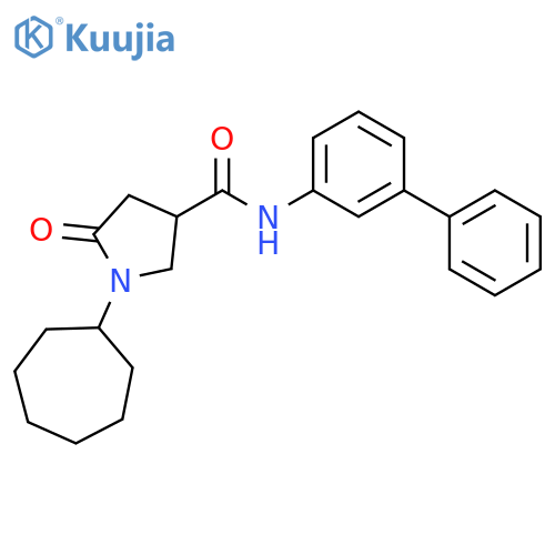 3-Pyrrolidinecarboxamide, N-[1,1'-biphenyl]-3-yl-1-cycloheptyl-5-oxo- structure