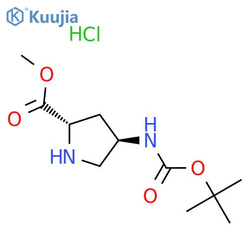 methyl (2S,4R)-4-{[(tert-butoxy)carbonyl]amino}pyrrolidine-2-carboxylate hydrochloride structure