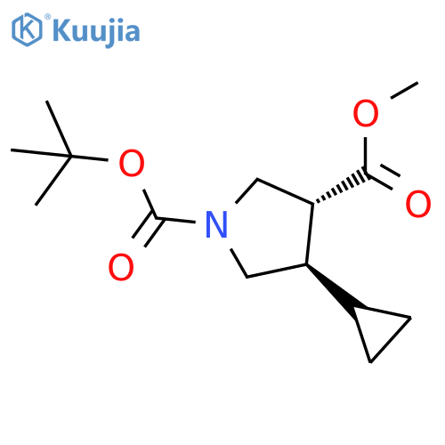 1,3-Pyrrolidinedicarboxylic acid, 4-cyclopropyl-, 1-(1,1-dimethylethyl)3-methyl ester, (3R,4R)-rel- structure