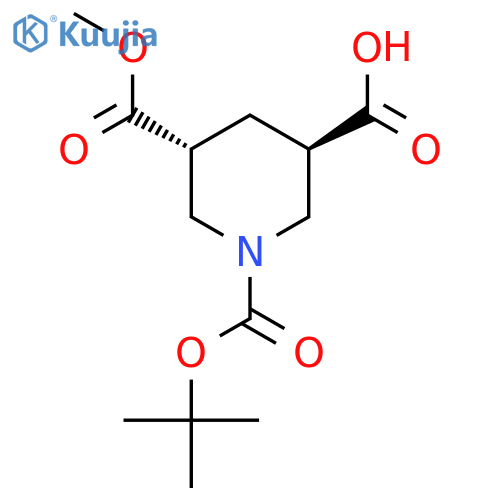 trans-1-[(Tert-butoxy)carbonyl]-5-(methoxycarbonyl)piperidine-3-carboxylic acid structure