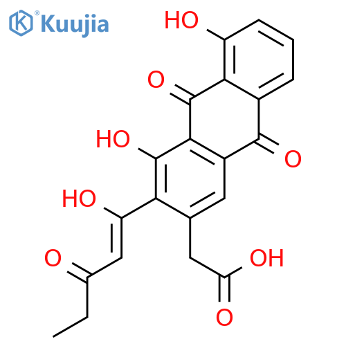 2-Anthraceneaceticacid, 9,10-dihydro-4,5-dihydroxy-3-(1-hydroxy-3-oxo-1-pentenyl)-9,10-dioxo- structure