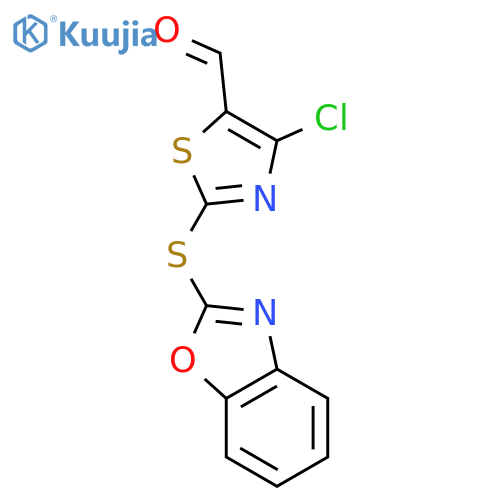 4-Chloro-2-(2-benzoxazolylthio)-5-thiazolecarboxaldehyde structure