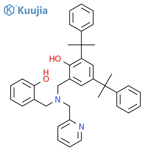 Phenol, 2-[[[(2-hydroxyphenyl)methyl](2-pyridinylmethyl)amino]methyl]-4,6-bis(1-methyl-1-phenylethyl)- structure