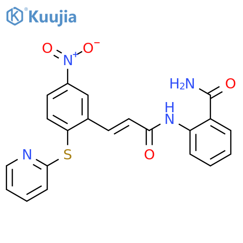 2-[[(E)-3-(5-nitro-2-pyridin-2-ylsulfanylphenyl)prop-2-enoyl]amino]benzamide structure