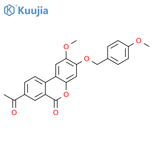 6H-Dibenzo[b,d]pyran-6-one, 8-acetyl-2-methoxy-3-[(4-methoxyphenyl)methoxy]- structure