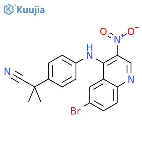 2-(4-((6-Bromo-3-nitroquinolin-4-yl)amino)-phenyl)-2-methylpropanenitrile structure