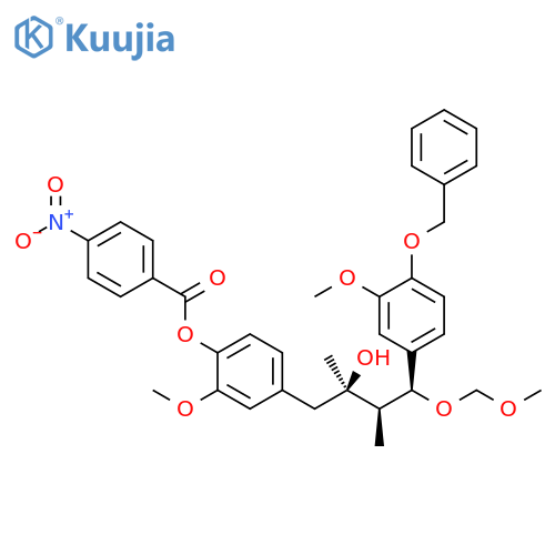 (αR,βR,γR,δS)-3-Methoxy-δ-(methoxymethoxy)-α-[3-methoxy-4-[(4-nitrobenzoyl)oxy]phenyl]-β,γ-dimethyl-4-(phenylmethoxy)benzenebutanol structure