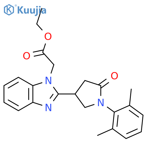 ethyl 2-{2-1-(2,6-dimethylphenyl)-5-oxopyrrolidin-3-yl-1H-1,3-benzodiazol-1-yl}acetate structure