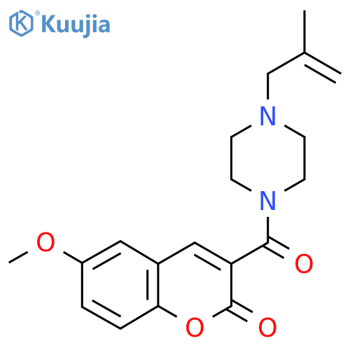 6-methoxy-3-4-(2-methylprop-2-en-1-yl)piperazine-1-carbonyl-2H-chromen-2-one structure