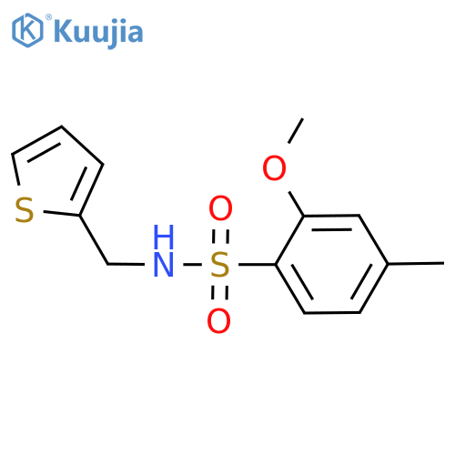 2-methoxy-4-methyl-N-(thiophen-2-yl)methylbenzene-1-sulfonamide structure
