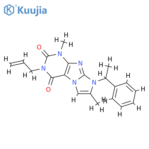 1,7-dimethyl-8-(1-phenylethyl)-3-(prop-2-en-1-yl)-1H,2H,3H,4H,8H-imidazo1,2-gpurine-2,4-dione structure