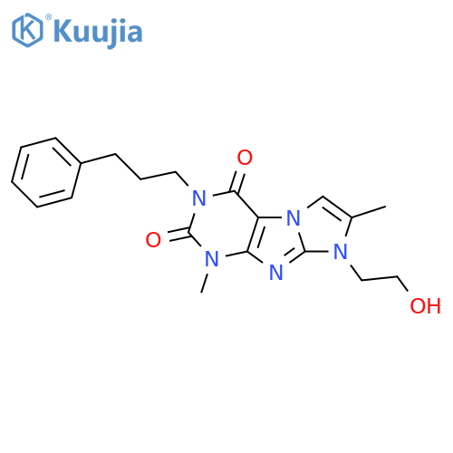 8-(2-hydroxyethyl)-1,7-dimethyl-3-(3-phenylpropyl)-1H,2H,3H,4H,8H-imidazo1,2-gpurine-2,4-dione structure