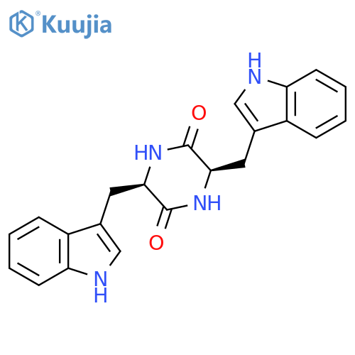 (3R,6R)-3,6-bis[(1H-indol-3-yl)methyl]piperazine-2,5-dione structure